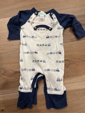 Feather Baby Train-Print Navy & White Snap Bodysuit